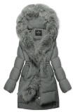 Zimní bunda s odepínací umělou kožešinou šedá