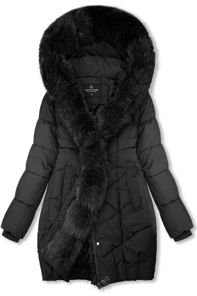 Černá zimní bunda s kožešinou