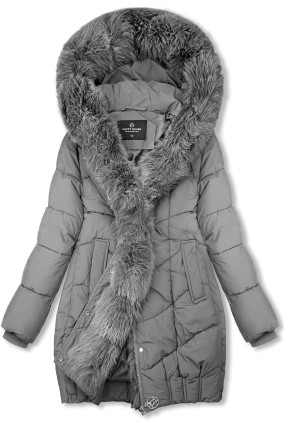 Šedá zimní bunda s kožešinou