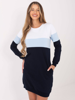 Tmavě modré bavlněné šaty s kapsami