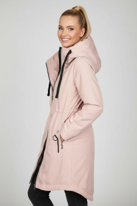 Přechodná bunda s kapucí růžová