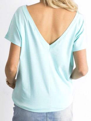 Mátově zelené tričko s výstřihem na zádech Fire