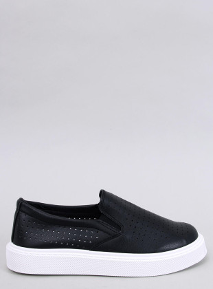 Perforované slip-on tenisky černé
