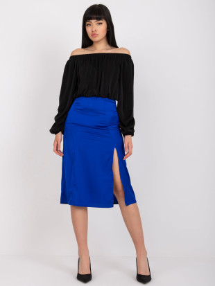 Elegantní midi sukně v kobaltové barvě