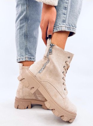 Světle béžové šněrovací boty DALLAS