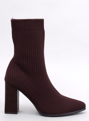 Hnědé ponožkové kotníkové kozačky