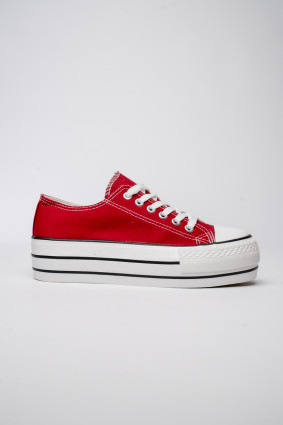 Klasické plátěné tenisky na platformě NEMIA červené