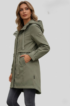 Khakijarní parka s velkou kapucí