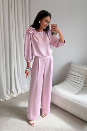 Světlé růžové elegantní kalhoty Elsa