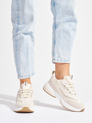 Béžové dámské sportovní tenisky na hrubé podrážce