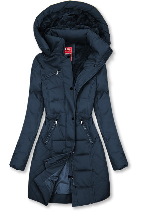 Teplá prošívaná bunda v tmavě modré barvě