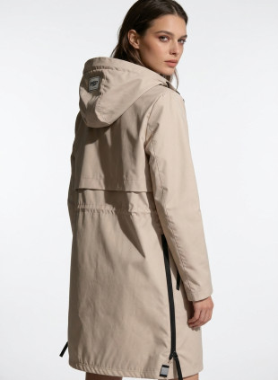 Béžová přechodná parka se stahováním v pase