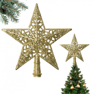 Hvězda na stromeček zlatá 20 x 23 cm