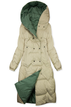 Oboustranný přechodný kabát béžová/zelená