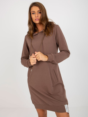 Hnědé teplákové šaty s kapucí