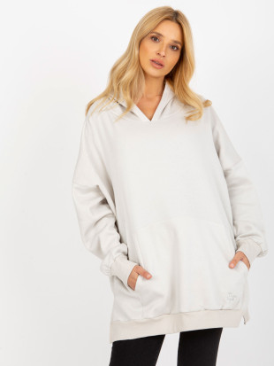 Šedá dlouhá oversize mikina s kapucí
