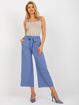 Tmavě modré culottes s vázáním