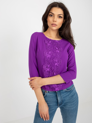 Fialová elegantní halenka s 3/4 rukávem