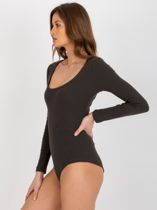 Khaki pruhované body s dlouhým rukávem