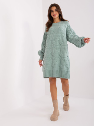 Mátové oversize pletené šaty/pulovr