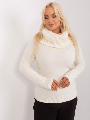 Krémový rolák plus size se stažením