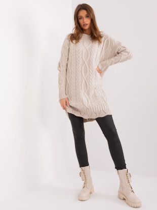 Béžové midi šaty s dlouhým rukávem