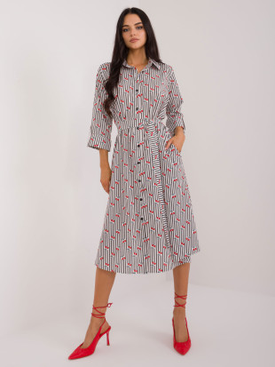 Pohodlné bílé midi šaty s potiskem