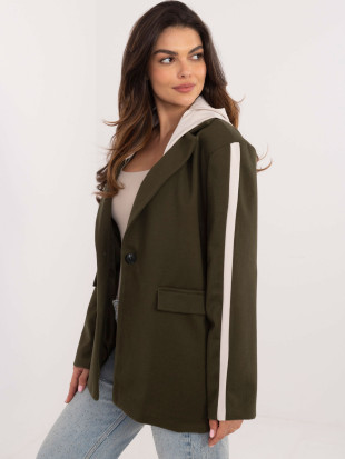 Stylové khaki sako s kapucí