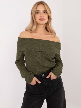 Elegantní khaki svetr s dlouhým rukávem
