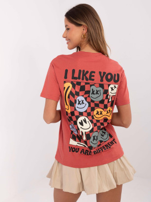 Korálové tričko s krátkým rukávem