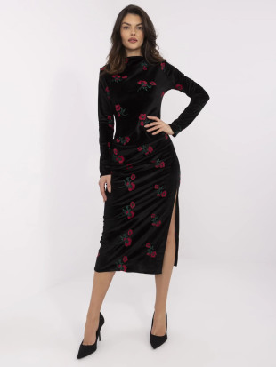 Elegantní midi šaty s dlouhým rukávem