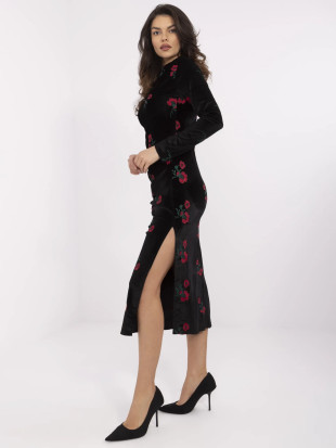 Elegantní midi šaty s dlouhým rukávem