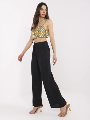 Stylové černé mušelínové kalhoty