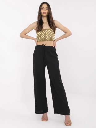 Stylové černé mušelínové kalhoty
