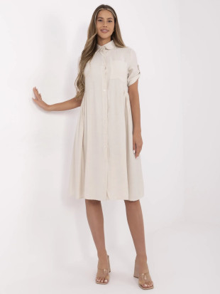 Béžové šaty s krátkým rukávem