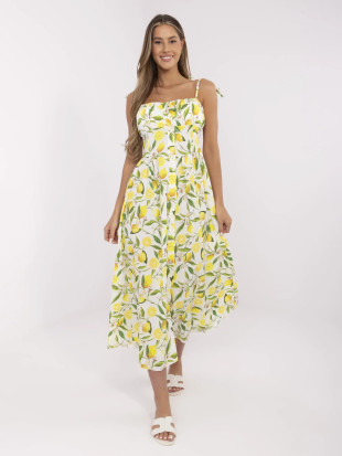 Letní šaty s potiskem citrónů v ecru