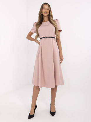 Elegantní midi šaty v starorůžové