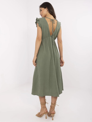 Khaki midi letní šaty
