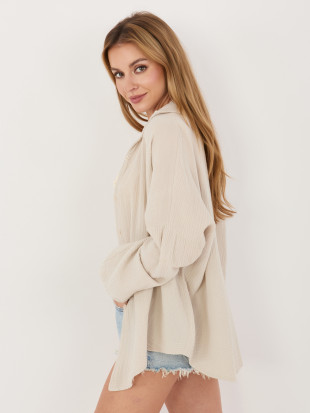 Béžová bavlněná košile s límečkem