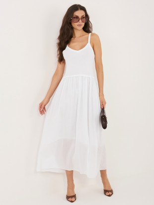 Bílé maxi šaty s podšívkou