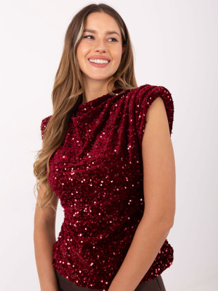 Elegantní bordó halenka s aplikací a flitry