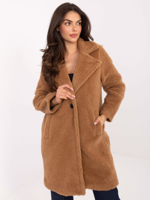 Stylový camel teddy kabát s podšívkou
