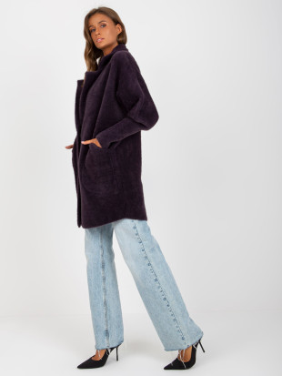 Tmavě fialový přechodný kabát z alpaky a vlny
