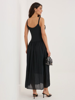 Černé maxi letní šaty na ramínka