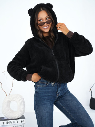 Černá mikina na zip s kapucí