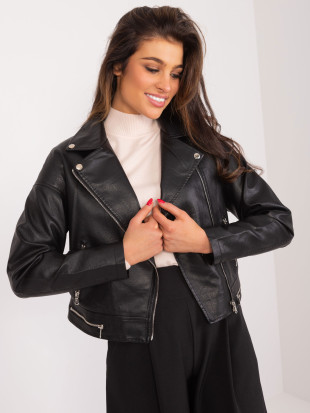 Stylová černá bunda z ekokůže