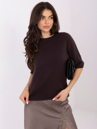 Hnědý krátký svetr z baby alpaky