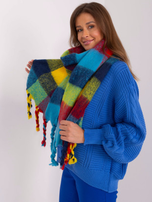 Elegantní modrá šála s třásněmi