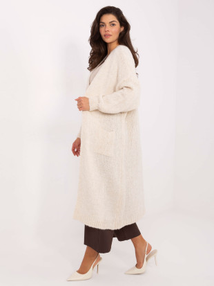 Světle béžový dlouhý kardigan s kapsami