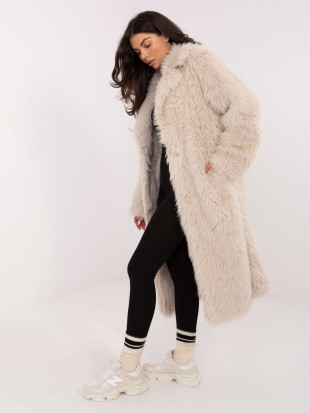 Dámský elegantní béžový kabát s podšívkou